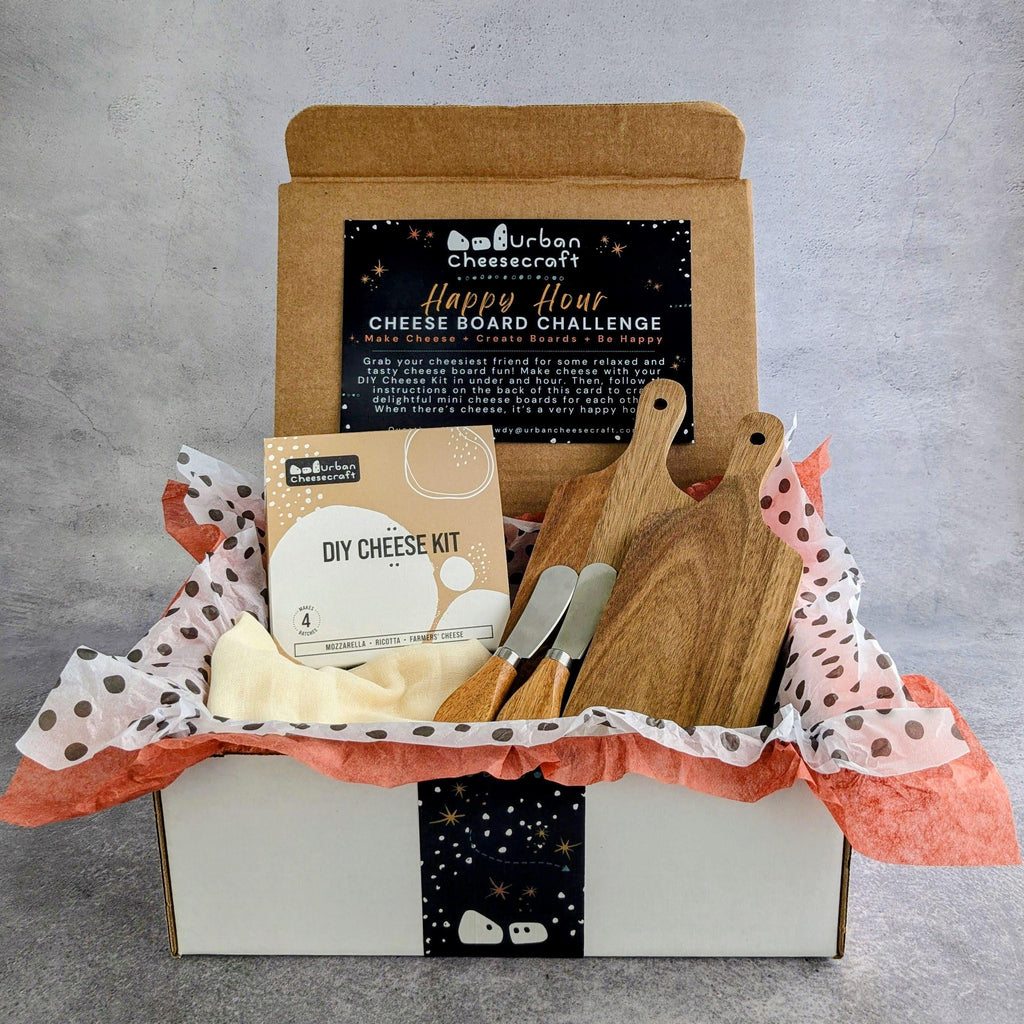 Cheese Boards for Two Gift Box- DIY Cheese Kit, Mini Wood Boards and Knives